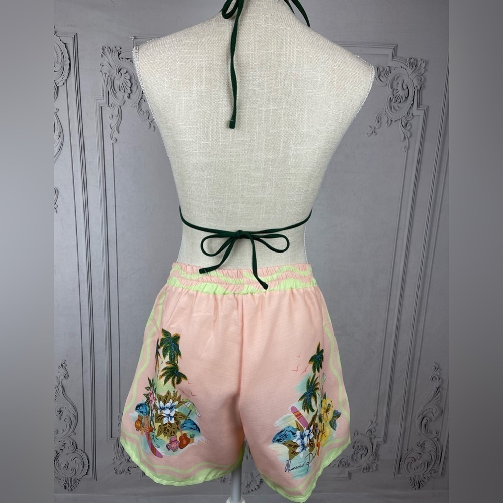 Cocomo Island Loose Fit Casual Shorts Set Single-Breasted Tropical Top - Picture 9 of 16